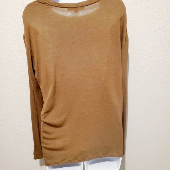 All Saints Taupe Soft Front Tie Long Sleeve Slouchy Loose Fitted Knit Top Medium - Picture 4 of 6